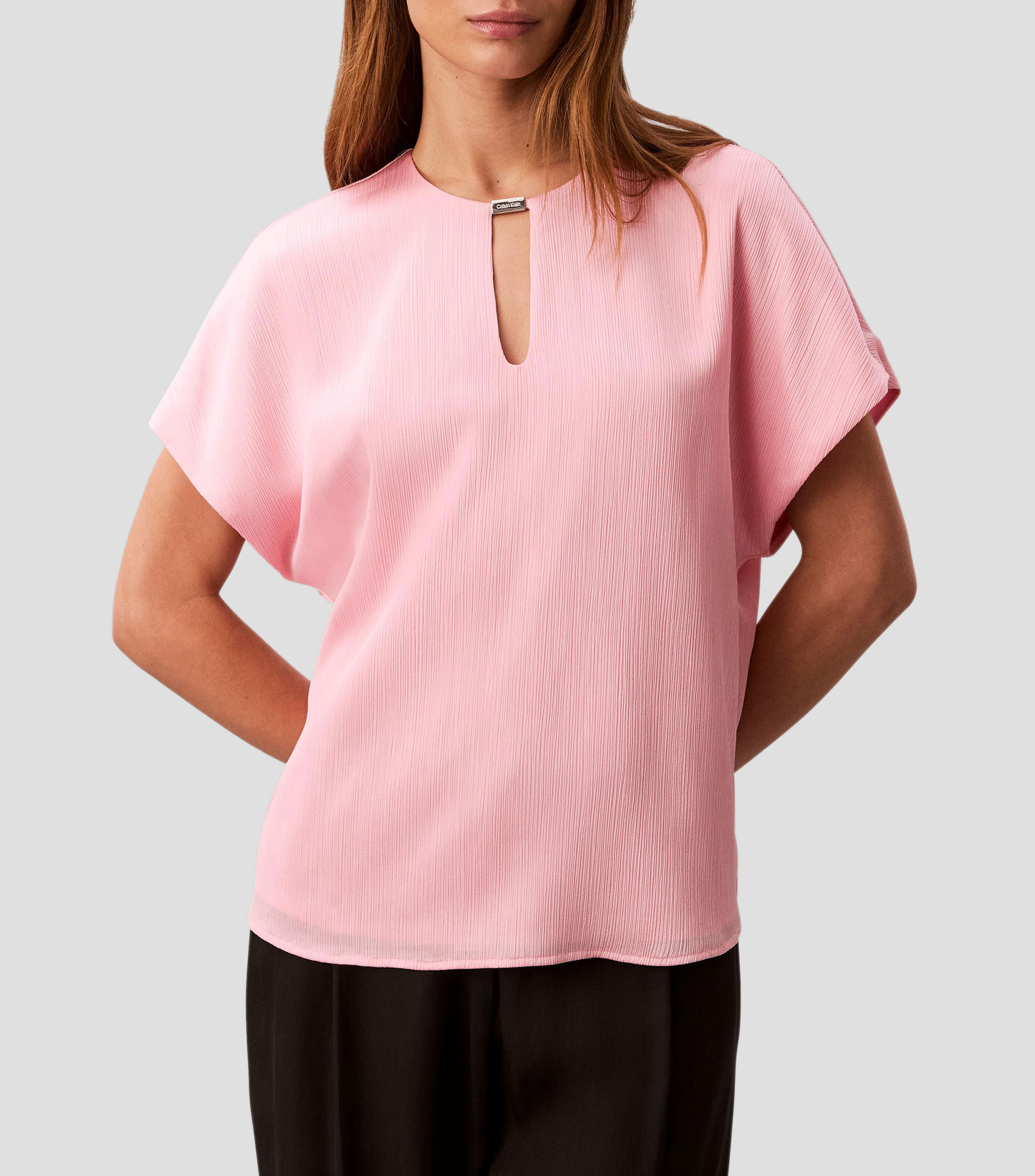 Blusa de diseño sólido y manga corta Mujer